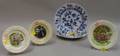 Three Alphabet Plates with Transfer Printing and Pair of Meissen Onion Plates