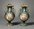 Pair of French Teal and White Vases