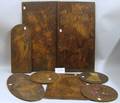 Fourteen Early 20th Century Pyrographic Decorated Wood Panels