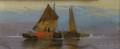 Clarence Braley Gathered Fishing Boats Pastel on Paper