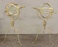 Pair of Painted Iron Armillary Garden Ornaments
