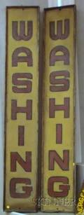 Pair of Wood Framed Painted Masonite Washing Signs