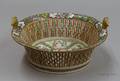 Chinese Export Porcelain Oval Rose Medallion Reticulated Fruit Basket