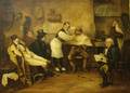 Framed 19th Century American Oil on Canvas The Barbershop unsigned Provenance From the collection of the Fuller Museum of 