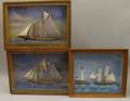 Three Cased Sailing Vessel Dioramas