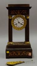 French Marquetry Pillar Mantel Clock
