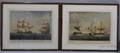 Pair of Framed Robert Dodd Handcolored Prints View of the Honble Companys Ship Warren HastingsBefore