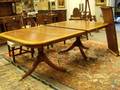 George III Style Inlaid Mahogany and Mahogany Veneer Doublepedestal Dining Table