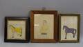 Three Framed Small Folk Art Portraits