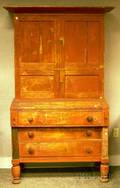 Country Empire Redpainted Wooden Twopart Writing DeskBookcase