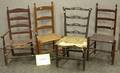 Five Ladderback Chairs and a Blackpainted Chippendale Ribbonback Side Chair