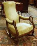 Empire Upholstered Carved Walnut Armrocker