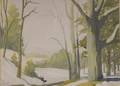 Framed Watercolor on Paper A Study of the Adirondack Woods New York by John Paul Gruet American 20th Century
