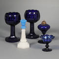 Five Colored Art Glass Table Items