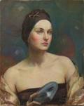 Cecil Golding American 20th Century Portrait of a Woman with Mask