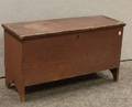 Small Redpainted Pine SixBoard Blanket Box with Bootjack Ends