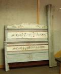 Late Victorian Polychrome Painted and Carved Floral Decorated Wooden Bed