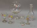 Seven Pieces Colorless Blown Glassware