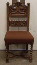 Baroquestyle Upholstered Dolphin Carved Mahogany Side Chair