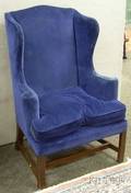 Chippendalestyle Upholstered Mahogany Wing Chair
