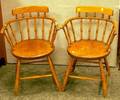 Pair of Windsor Pine and Maple Firehousetype Armchairs
