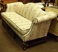 Chippendalestyle Upholstered Camelback Maple Sofa