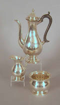 English three piece silver tea service