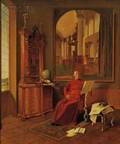 Franz Xaver Wolf Austrian 18961990 Portrait of a Cardinal in His Study