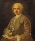 French School 18th Century Style Portrait of a Gentleman in a Gold Coat Holding a Letter