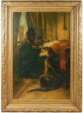 Hound in the Study 20th C American School Oil
