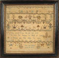 English silk on linen sampler dated 1822