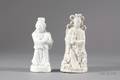 Two White Glazed Pottery Figures