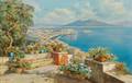 Carlo Ciappa Italian 19th20th Century Panoramic View of the Bay of Naples and Mt Vesuvius