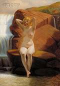 Vilhelm Pacht Danish 18431912 Portrait of a Nude by a Waterfall