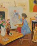 Albert Mohr American b 1918 Portrait of a Painter at Work