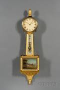 Mahogany Patent Timepiece or Banjo Clock signed Aaron Willard