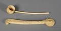 Carved Whalebone Pie Crimper and Small Ladle