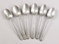Set of six English pewter spoons mid 18th c