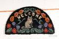 Wool and Cotton Hooked DemiLune Welcome Mat with Cat Motif