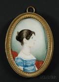 Portrait Miniature of a Woman Wearing a Blue Dress