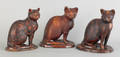 Three Rockingham glaze pottery cats 19th c