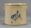 Cobalt Decorated Stoneware Crock with Bird