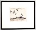 Frank w Benson pencil signed etching titled  Geese Over a Marsh