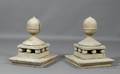Pair of Whitepainted Pine Architechtural Acorn Finials