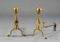Pair of Brass Belted BallTop Andirons