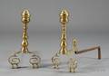 Pair of Brass and Iron Balusterform Andirons