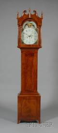 Federal Mahogany and Flame Mahogany Veneer Tall Clock