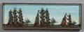 Carved Wood and Painted Diorama of Three Sailing Vessels
