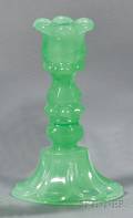 Translucent Emerald Green Petal and Loop Glass Candlestick