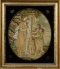 Three Silk Needlework Pictures Depicting Faith Hope and Charity